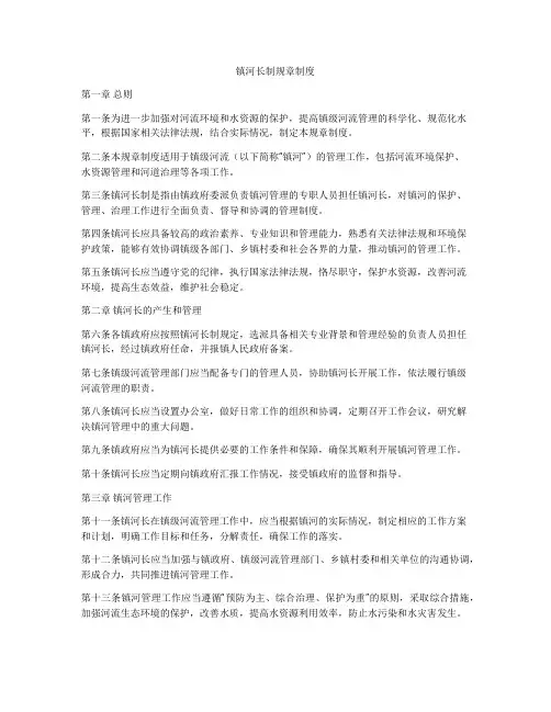 镇河长制规章制度