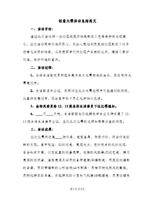 创意大赛活动总结范文（2篇）