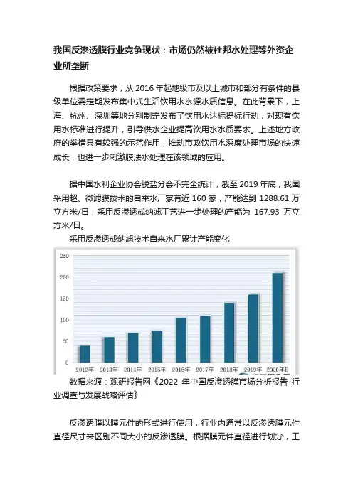 我国反渗透膜行业竞争现状：市场仍然被杜邦水处理等外资企业所垄断