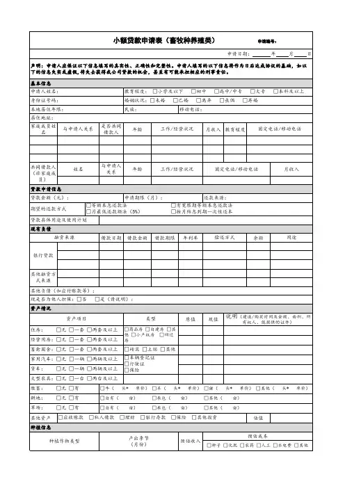 1.小额贷款申请表