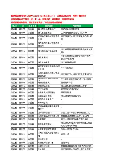 2020新版江西省赣州市兴国县家具有限公司工商企业公司商家名录名单黄页联系电话号码地址大全121家