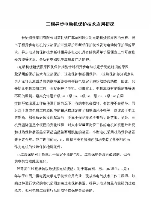 三相异步电动机保护技术应用初探