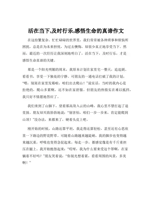 活在当下,及时行乐,感悟生命的真谛作文