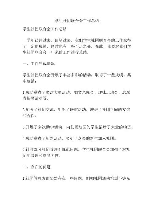 学生社团联合会工作总结