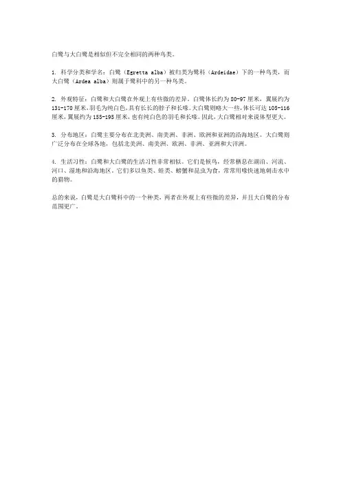 大白鹭中白鹭和白鹭的区别