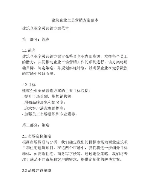 建筑企业全员营销方案范本