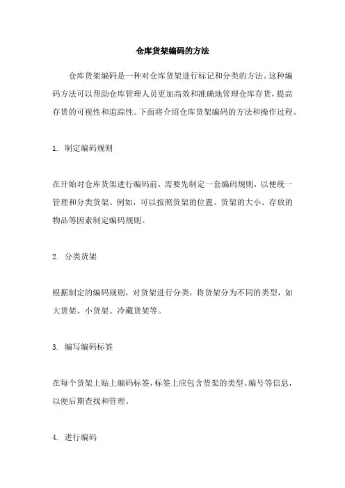 仓库货架编码的方法