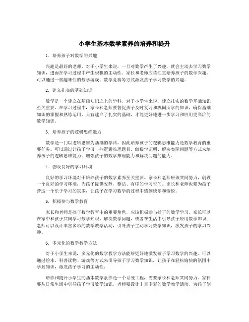 小学生基本数学素养的培养和提升