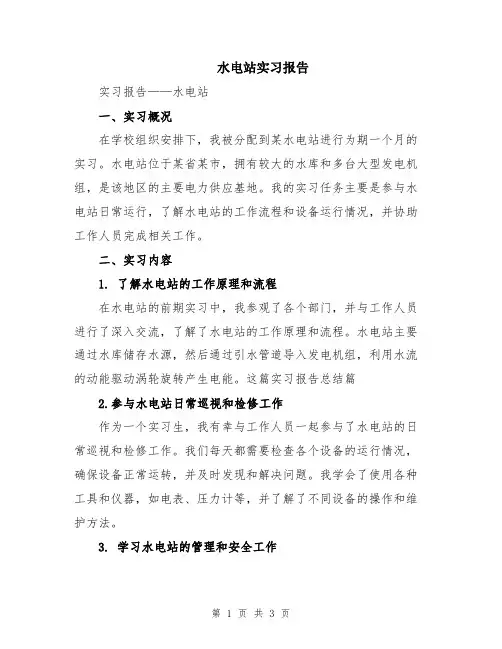 水电站实习报告