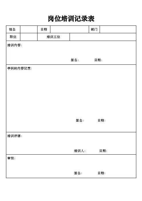 岗位培训记录表(标准版)
