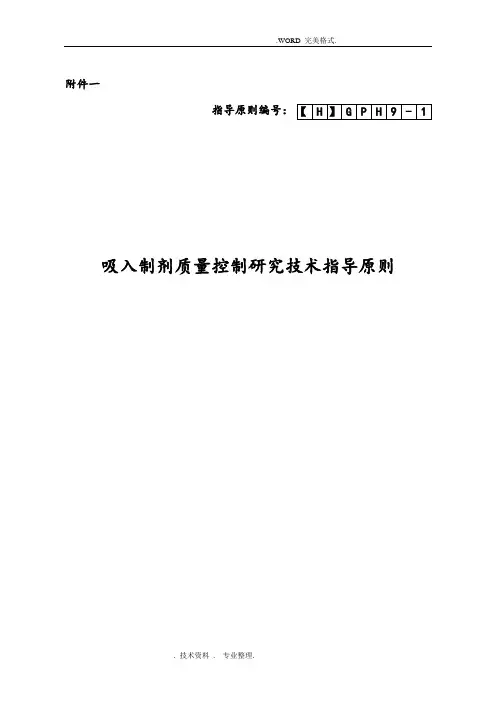 吸入制剂指导原则