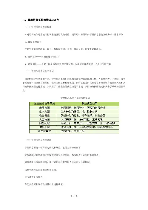 管理信息系统的构成
