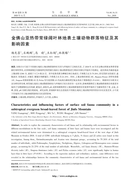 金佛山亚热带常绿阔叶林地表土壤动物群落特征及其影响因素