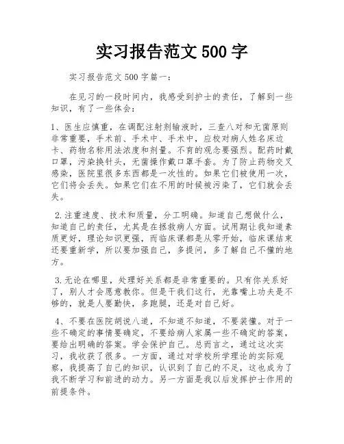 实习报告范文500字
