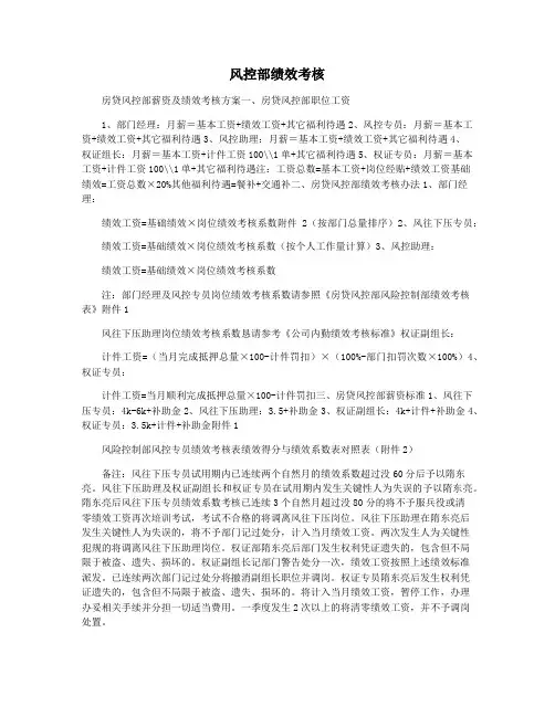 风控部绩效考核