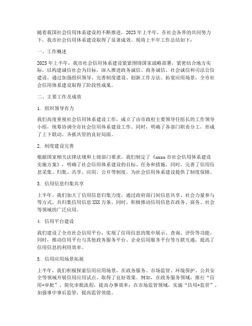 社会信用半年工作总结