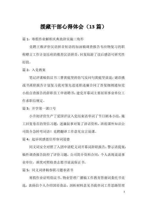 援藏干部心得体会(13篇)