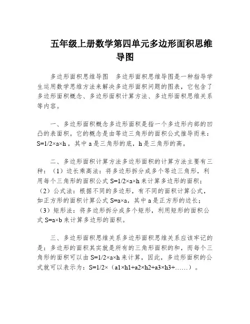 五年级上册数学第四单元多边形面积思维导图
