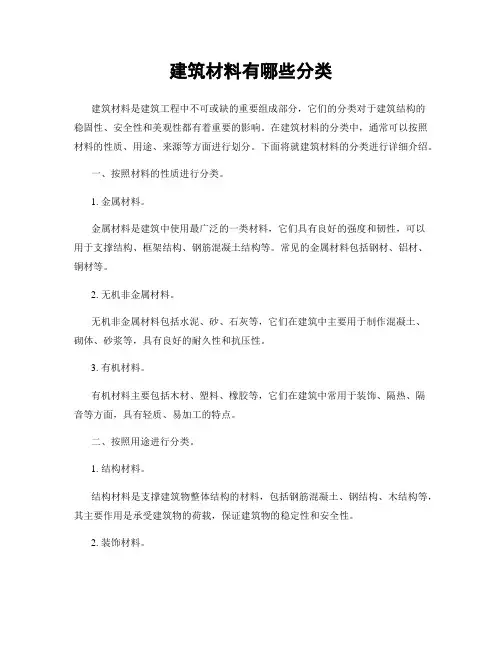 建筑材料有哪些分类