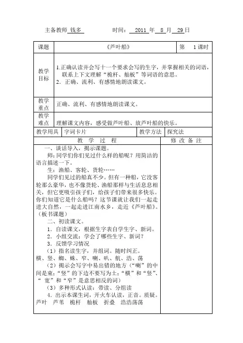 2.芦叶船