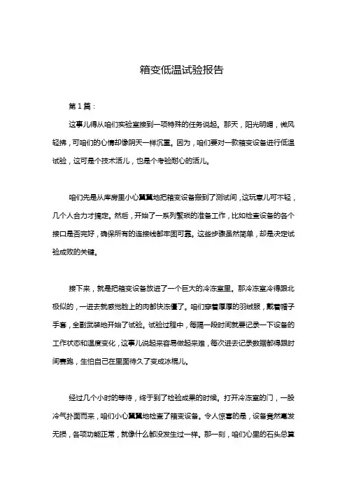 箱变低温试验报告