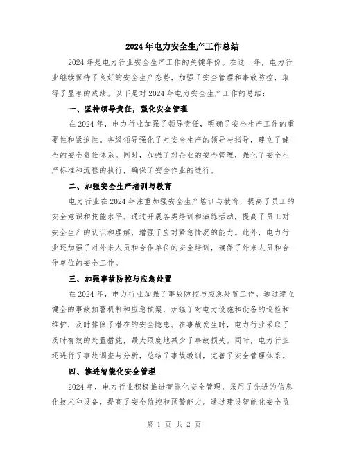 2024年电力安全生产工作总结