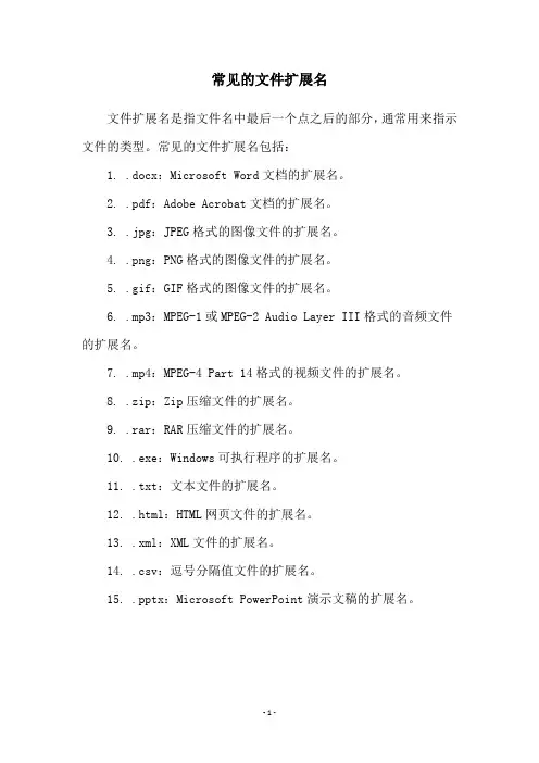 常见的文件扩展名
