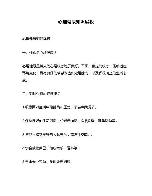 心理健康知识展板