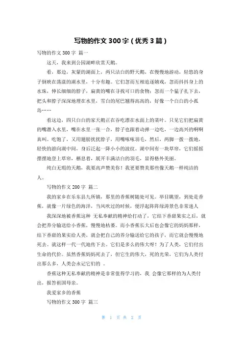 写物的作文300字(优秀3篇)