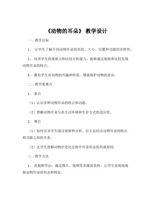 《动物的耳朵》 教学设计
