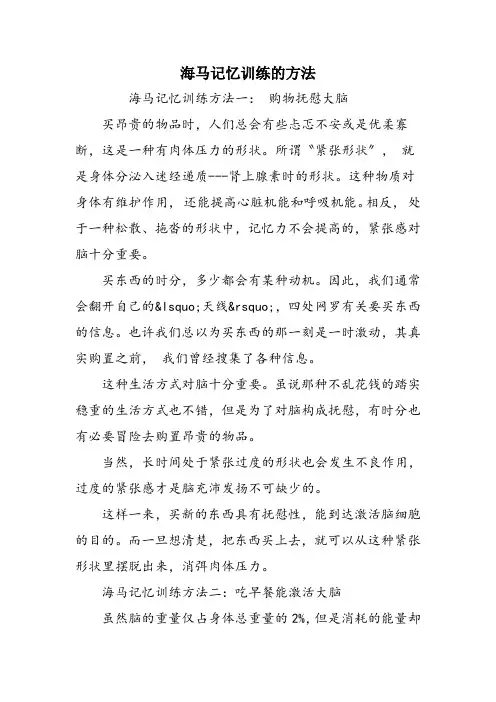 海马记忆训练的方法
