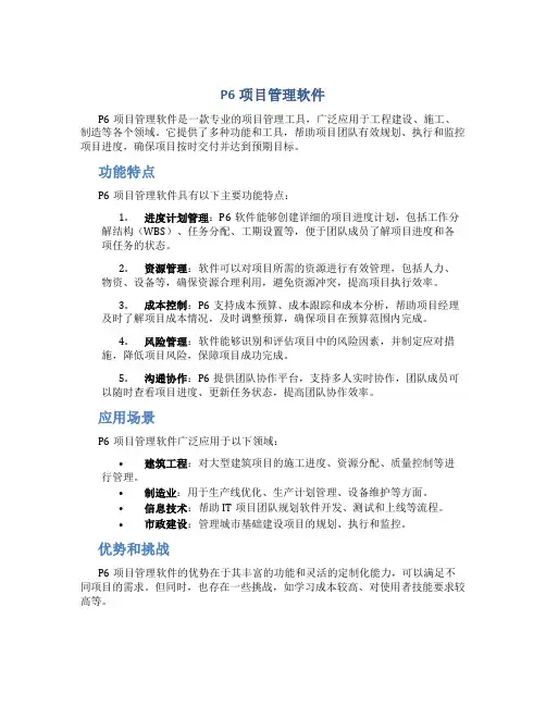 p6项目管理软件