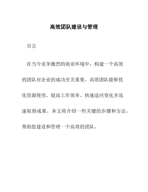 高效团队建设与管理