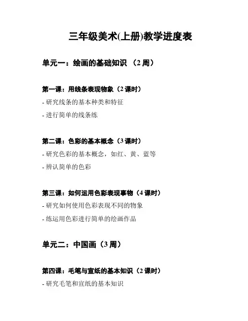 三年级美术(上册)教学进度表
