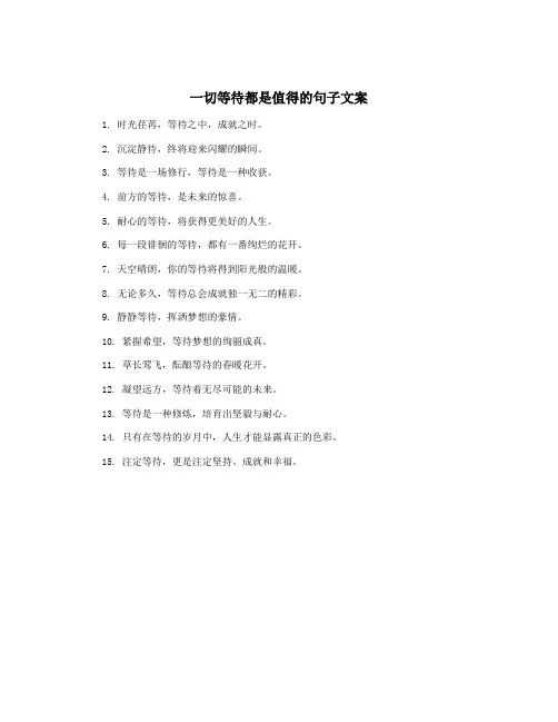 一切等待都是值得的句子文案