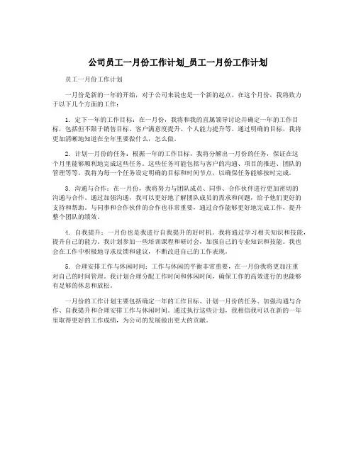 公司员工一月份工作计划_员工一月份工作计划