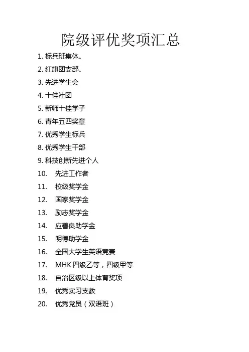 院级评优奖项汇总