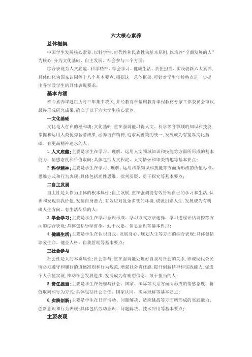 六大核心素养