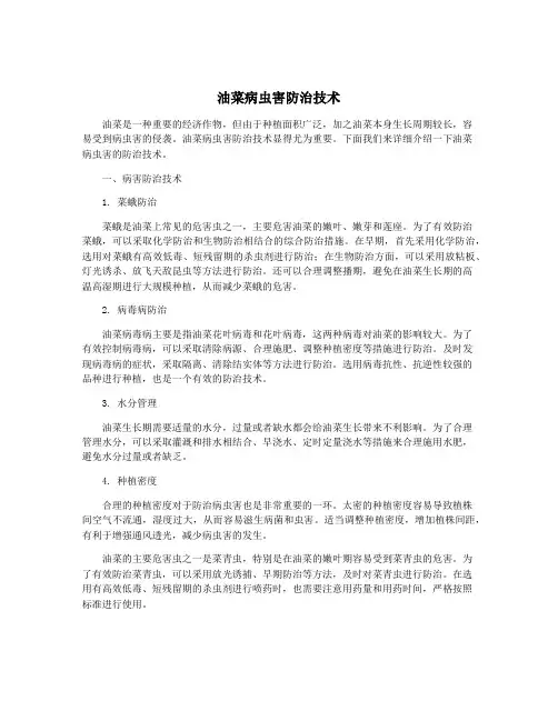 油菜病虫害防治技术