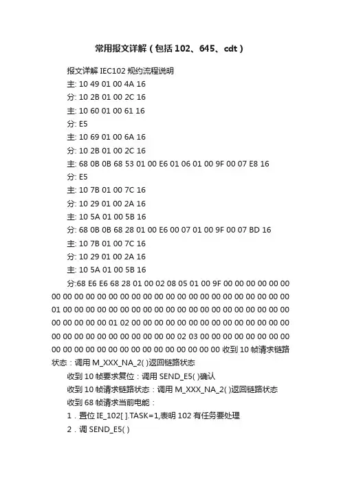 常用报文详解（包括102、645、cdt）