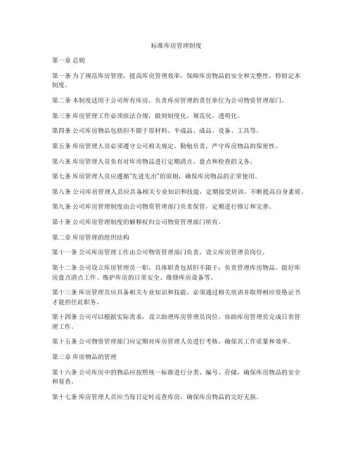 标准库房管理制度