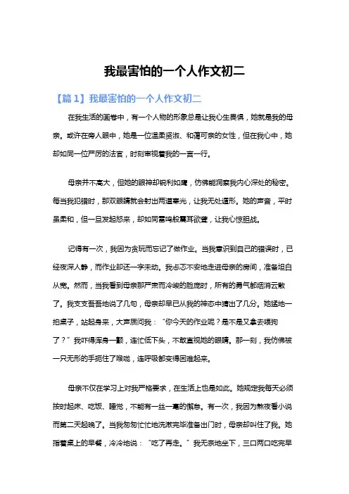 我最害怕的一个人作文初二