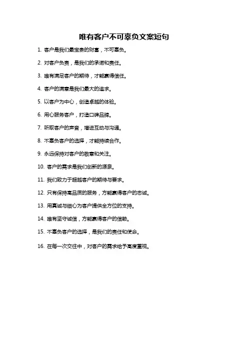 唯有客户不可辜负文案短句