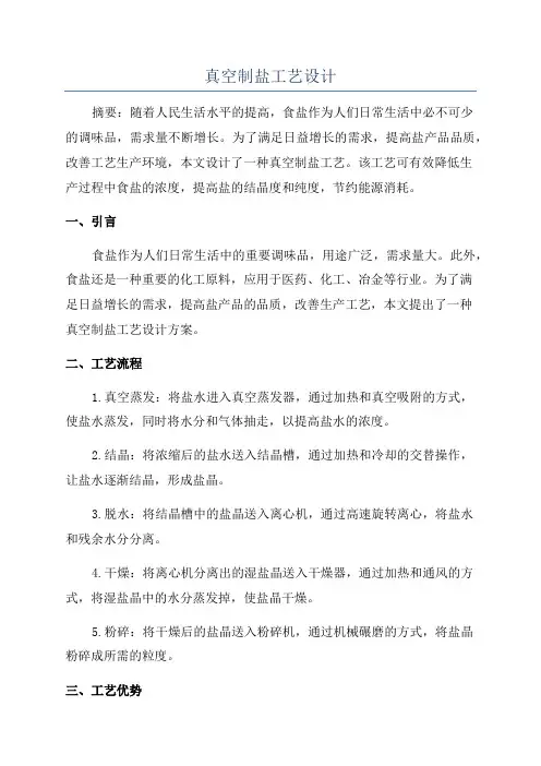 真空制盐工艺设计