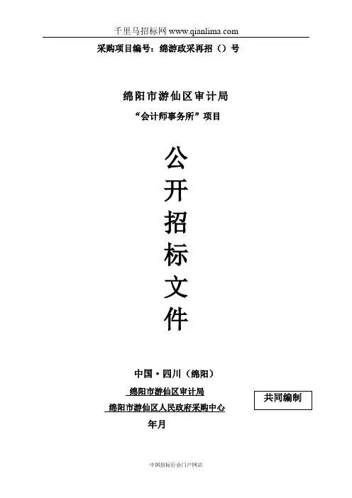 审计局“会计师事务所”公开采购招投标书范本
