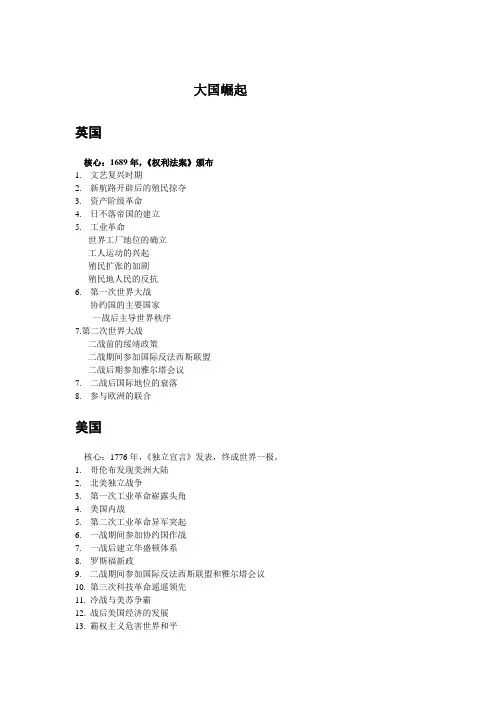 大国崛起(九年级历史国别史大纲)