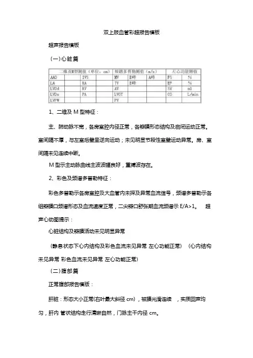 双上肢血管彩超报告模板