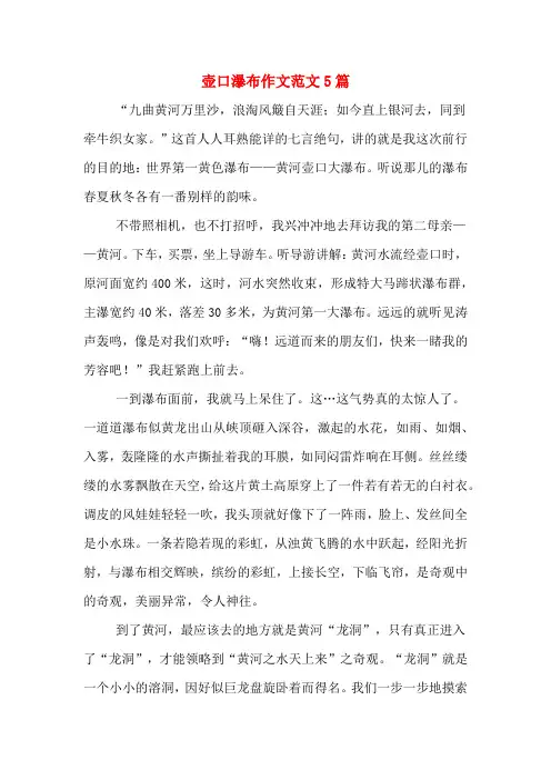 壶口瀑布作文范文5篇