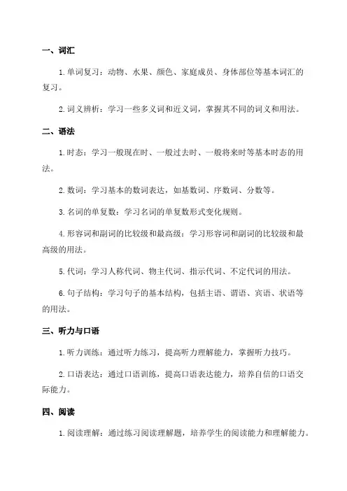 新版陕旅版五年级英语知识点整理