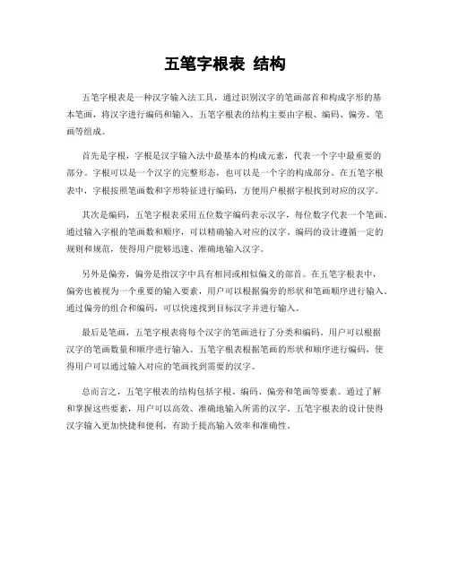 五笔字根表 结构